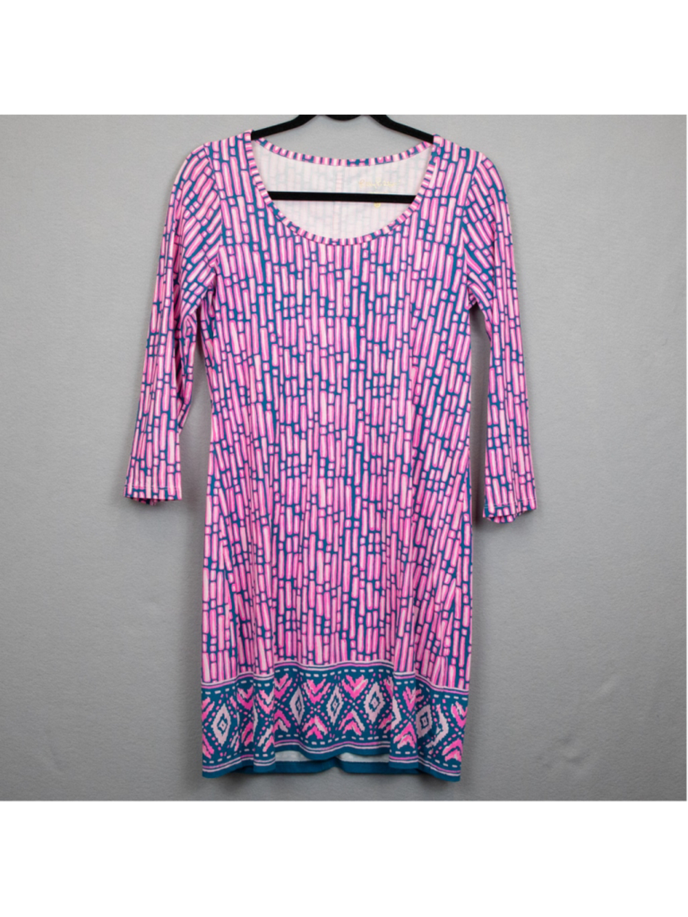 Lilly Pulitzer Beacon Mandevilla pink 3/4 sleeve shift dress-S